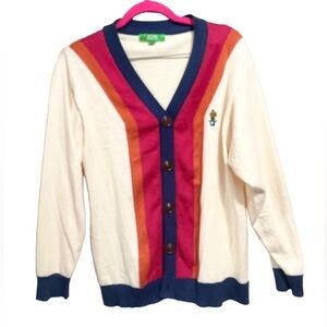 Melting Sadness Rainbow Straps Preppy Ivy League Cardigan‎ Sweater Size M